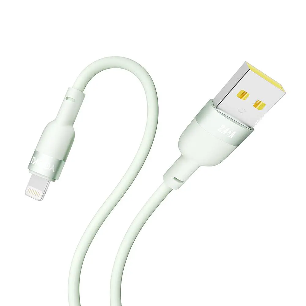 Кабель для заряджання та обміну даними USB Yoki YK-SI50 SILICONE Series USB/Lightning 12W 2.4A/5V 1.2 м Зелений - фото 6