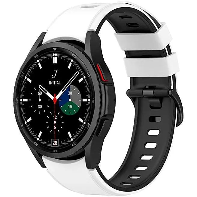 Ремінець для Samsung Galaxy Watch 5 40mm - біло-чорний ширина кріплення 20мм силікон Watchbands Ricco (W19-4WB66352299)