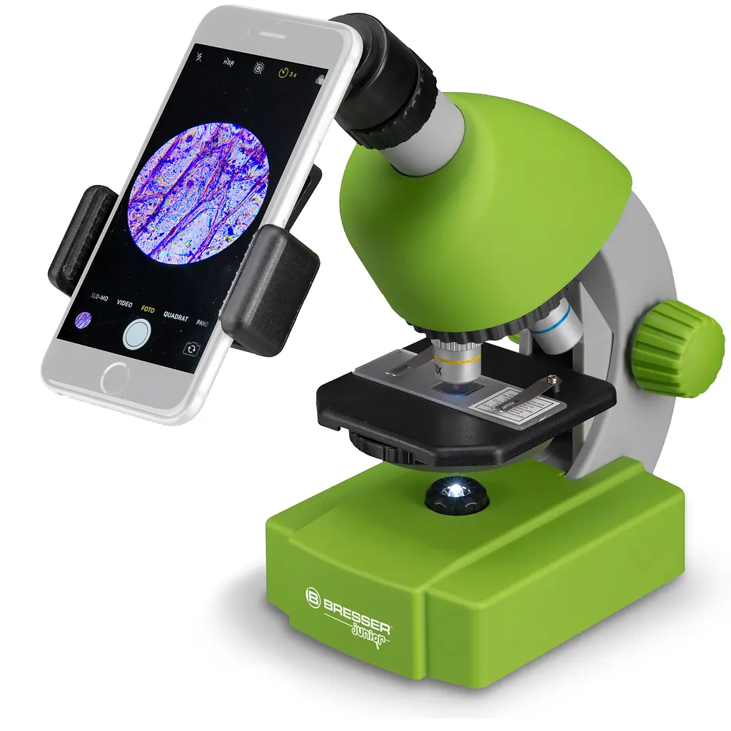 Мікроскоп Bresser Junior 40x-640x Green з набором для дослідів і адаптером для смартфона (8851300B4K000) - фото 2