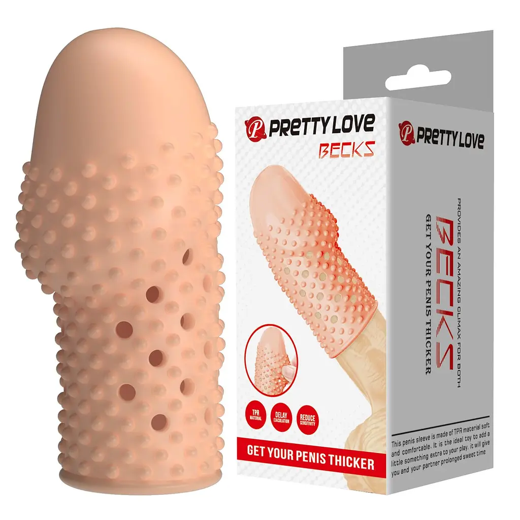 Насадка на пеніс Pretty Love Penis Sleeve Becks, 8 см (тілесний) - фото 7