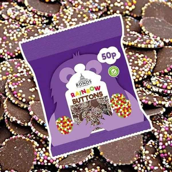 Шоколадні цукерки Bonds of London Rainbow Buttons Treat Bags 40g - фото 2