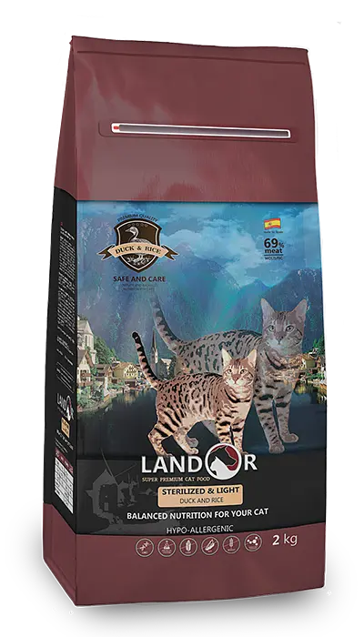 Сухий корм Landor Sterilized&Light Duck&Rice для котів із надмірною вагою та стерилізованих Качка з рисом 2 кг