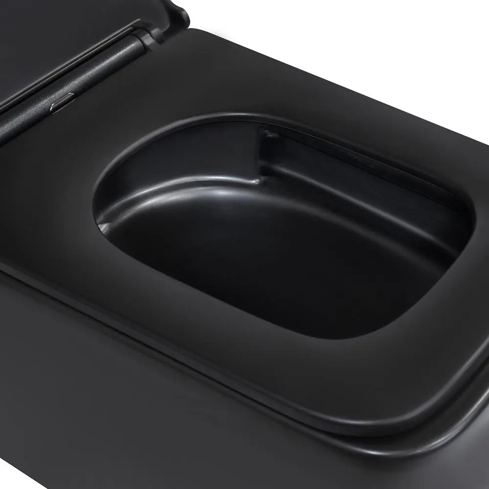 Унитаз подвесной Qtap Gemini безободковый с сиденьем Soft-close QT2533076EUQMB, Черный матовый - фото 6