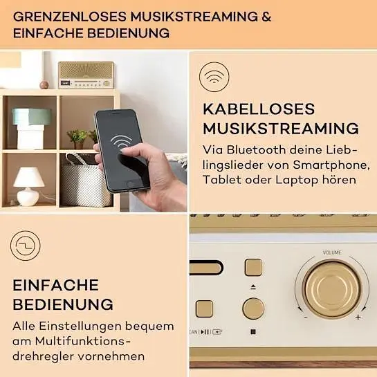 Акустична ретро стереосистема Auna Glastonbury (10041149) - фото 4