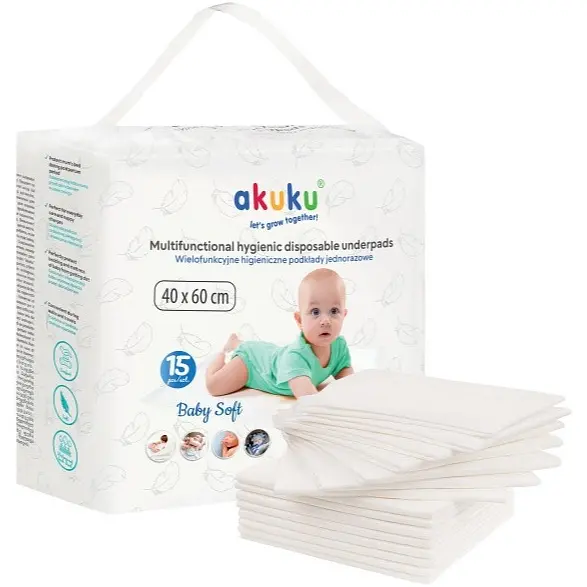 Підкладки Akuku Baby Soft одноразові 40x60 см 15 шт. (A0500) - фото 2