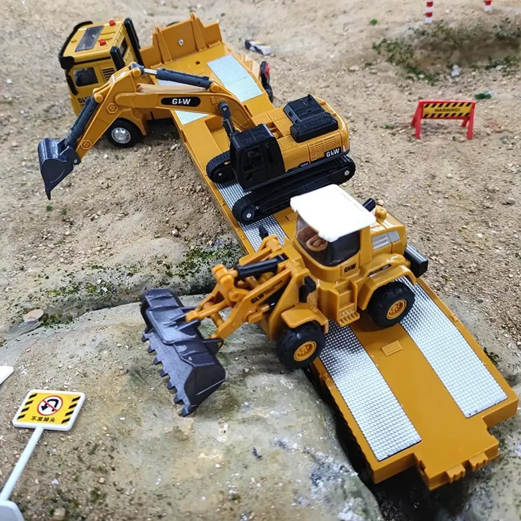 Екскаватор і контейнерний напівпричіп 1:40 Scale Alloy Construction Truck Set - фото 3