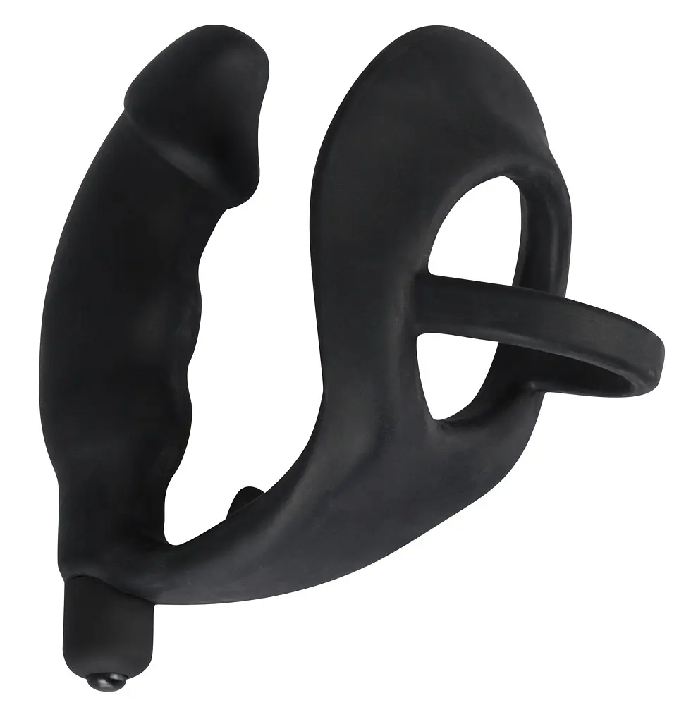 Ерекційне кільце з анальною пробкою - Black Velvets Ring & Vibro Plug - фото 2
