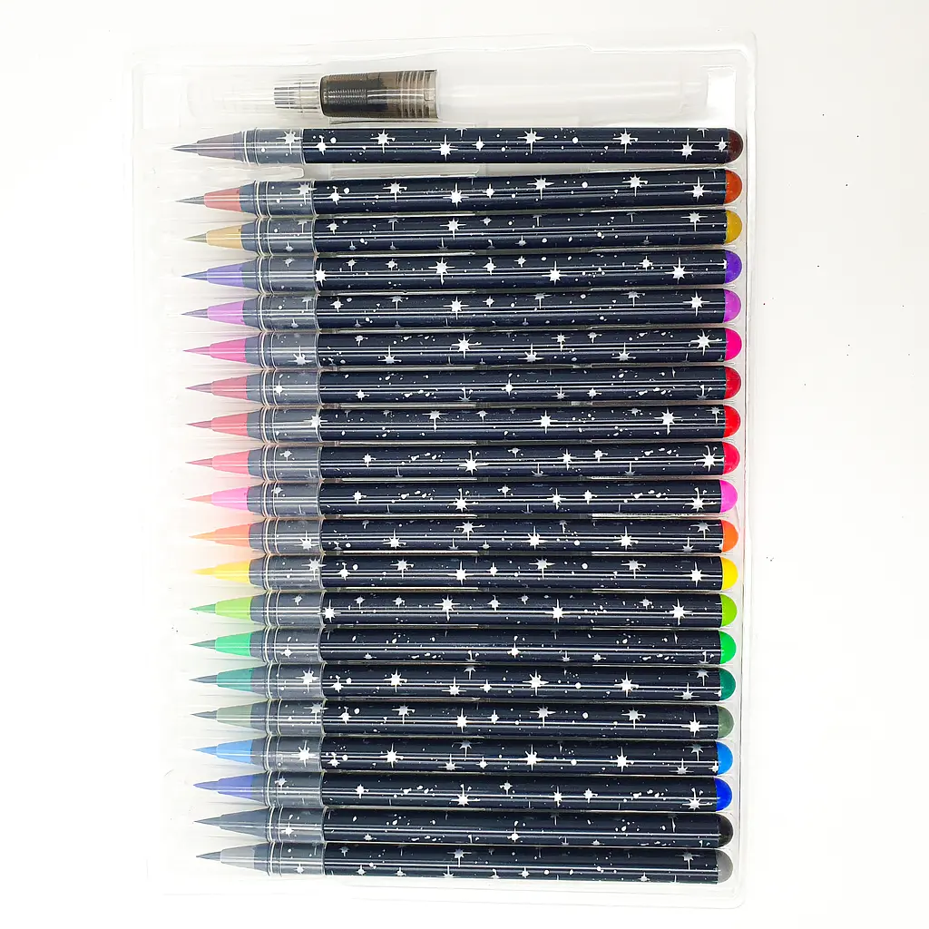 Акварельні маркери лінери пензлика олівці на водній основі UKC Watercolor Brush Pen 20 шт - фото 4