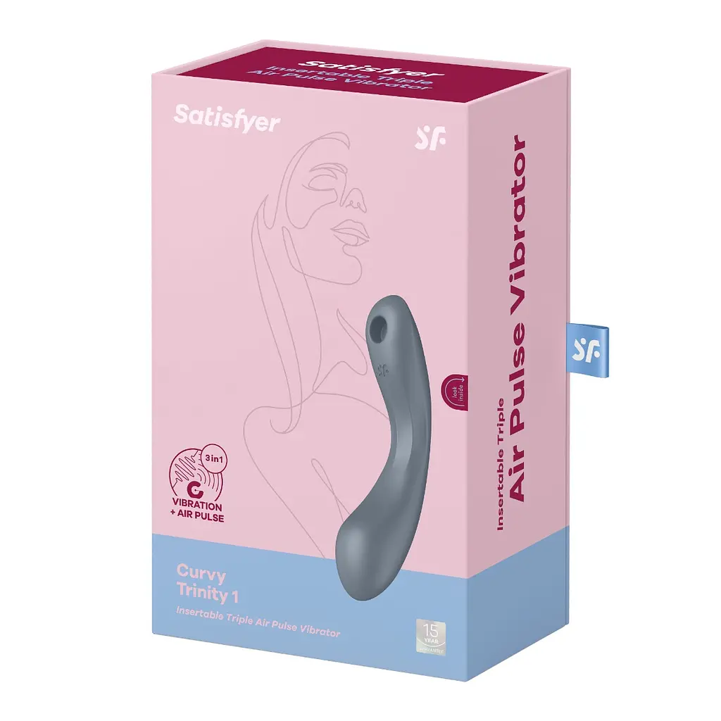 Вакуумний стимулятор клітора з вібрацією Satisfyer Curvy Trinity 1 сірий - фото 2