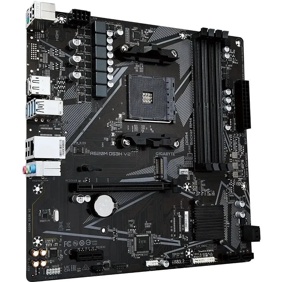 Материнська плата Gigabyte AM4 (A520) A520M DS3H V2, A520, 4xDDR4, Int. 6xUSB3.2/4xUSB2.0, HDMI/DP, MicroATX - фото 3