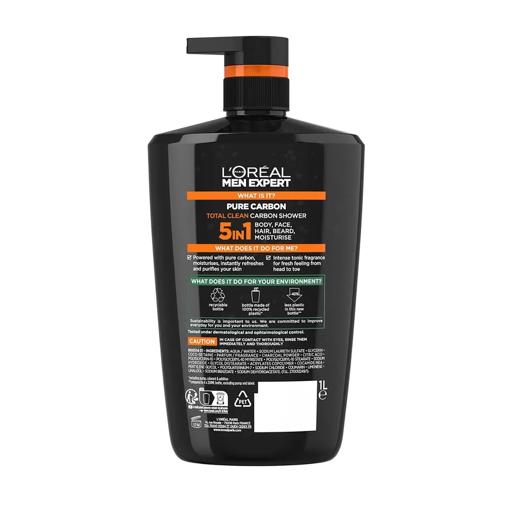 Гель для душу L'Oreal Paris Men Expert Total Clean Shower Gel 5 в 1 1 л (3600524121815) - фото 2