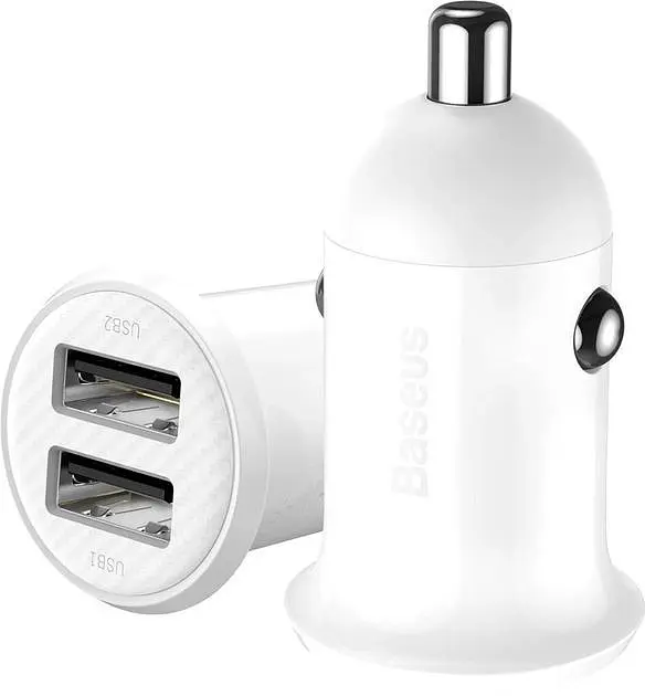 Автомобильное зарядное устройство Baseus Grain Pro 4.8A 2USB, белый (CCALLP-02) - фото 4