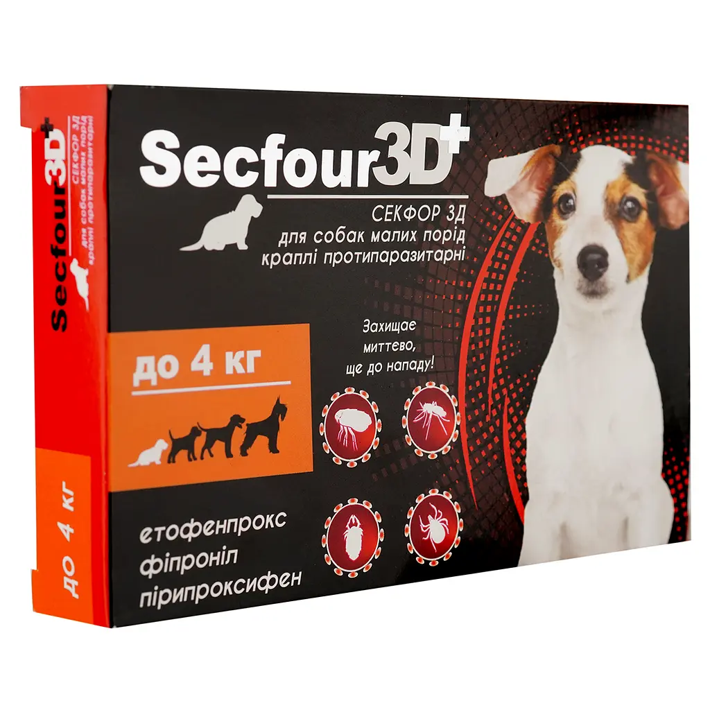 Капли противопаразитарные Fipromax Secfour 3D для собак до 4 кг 0.5 мл 2 шт. - фото 4