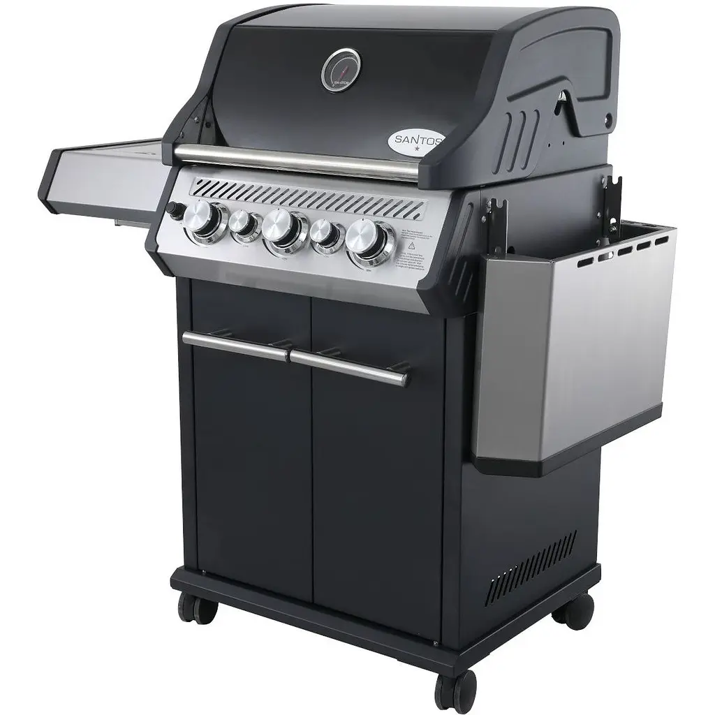 Газовый гриль Santos S-318 Black с боковой и задней горелкой черный (900273) - фото 3