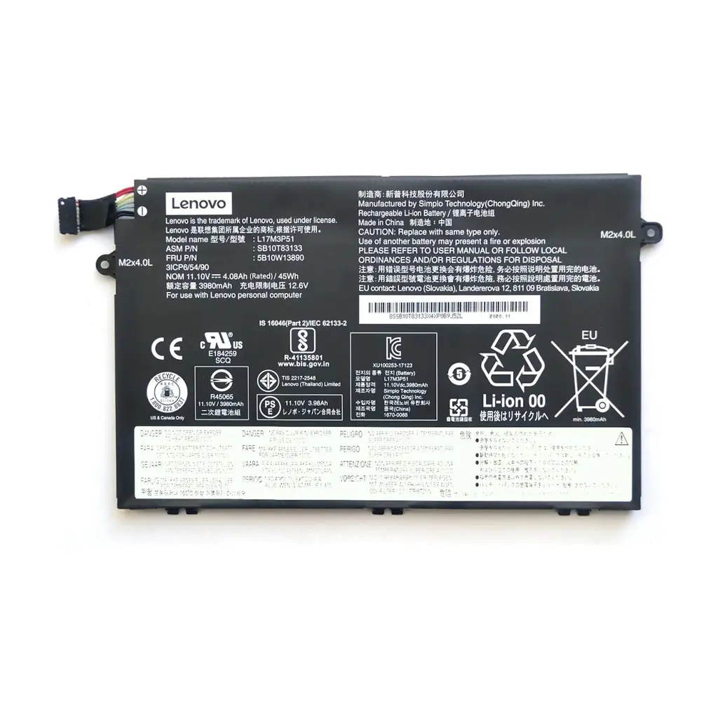 Акумулятор до ноутбука Lenovo ThinkPad E580 L17M3P51, 4080mAh (45Wh), 3cell, 11.1V, Li-ion (A47902)