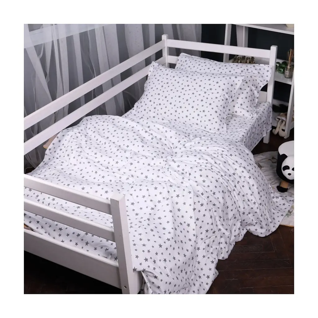 Постільна білизна MirSon 016 White Stars Фланель 2x143x210 Сімейний (2200009652158)