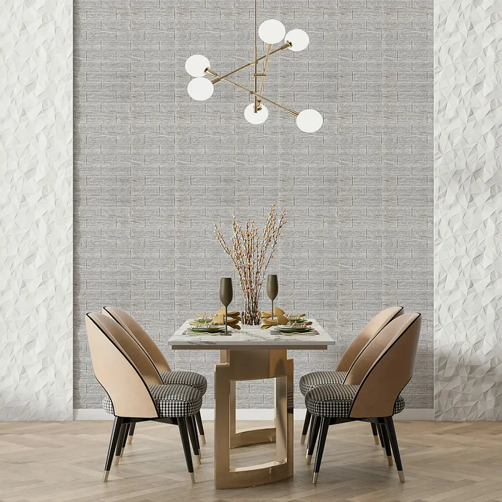 Самоклеюча декоративна 3D панель Sticker Wall під цеглу сіра смужка 700x770x5мм (183) - фото 5