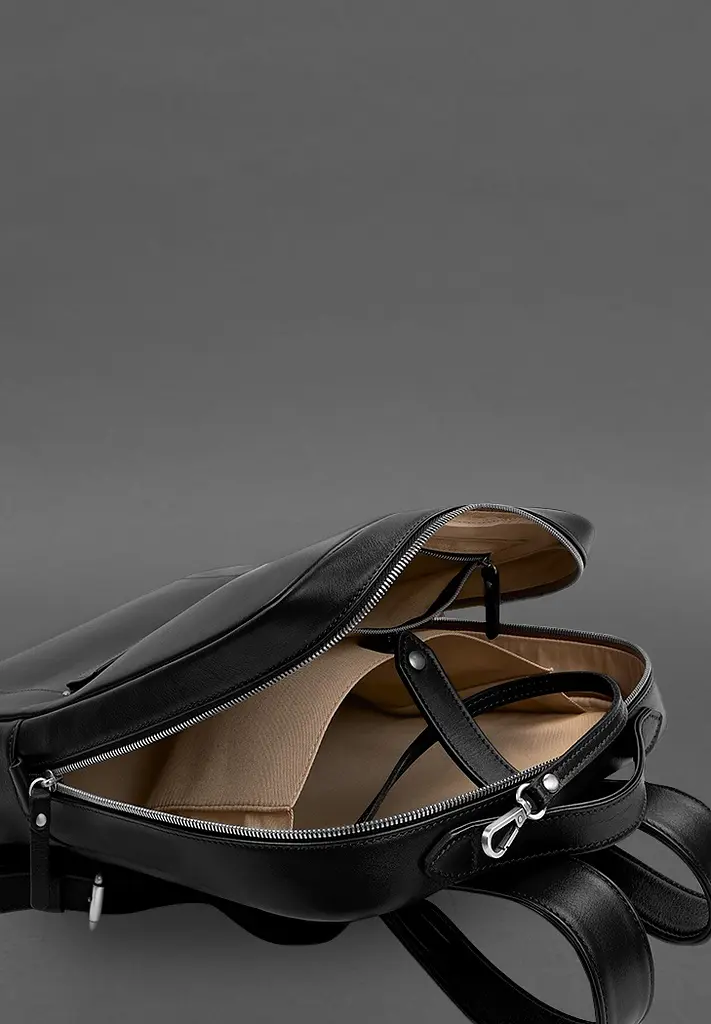 Шкіряний рюкзак на блискавці Cooper maxi чорний - фото 5