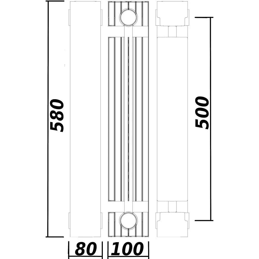 Радіатор біметалевий секційний Queen Therm 500/100 мм UNIVERSAL білий (26267) - фото 2