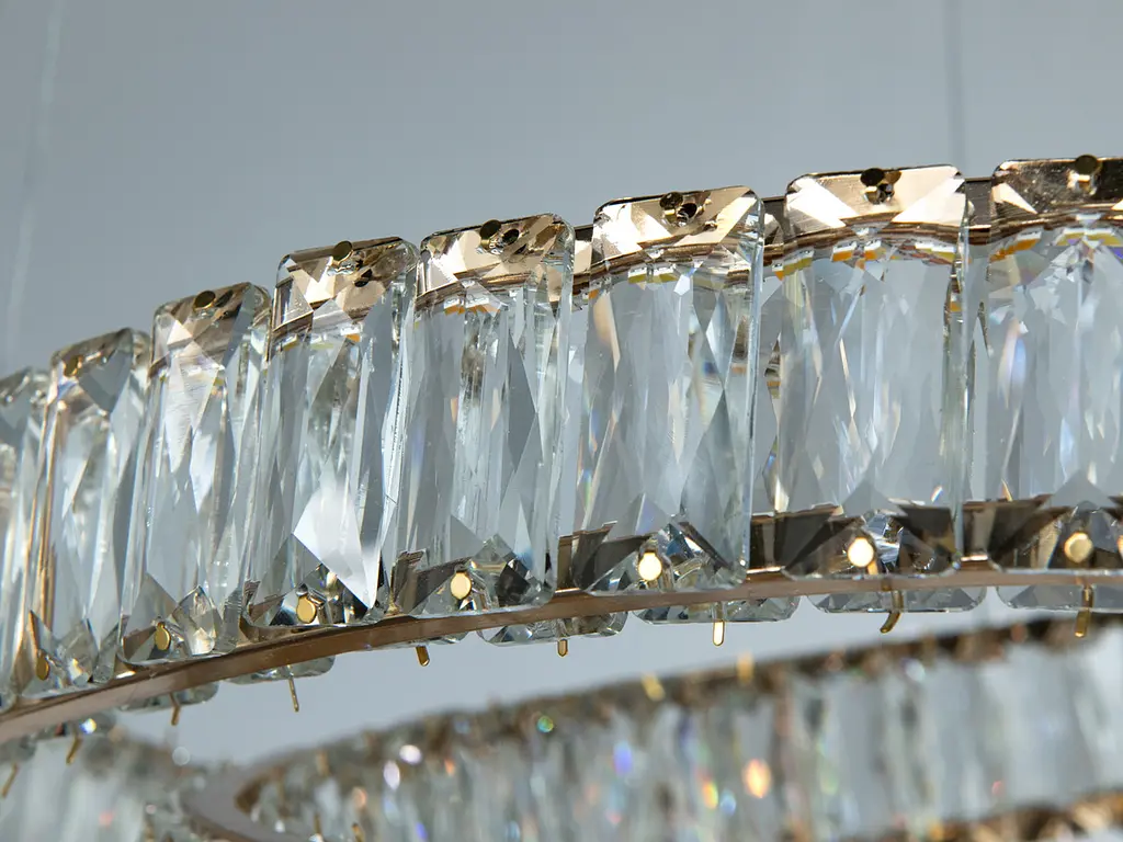 Люстра підвісна LED Diasha D8875/600G, золото, кришталеві кільця, Ø60 см, 92 W, пульт - фото 7