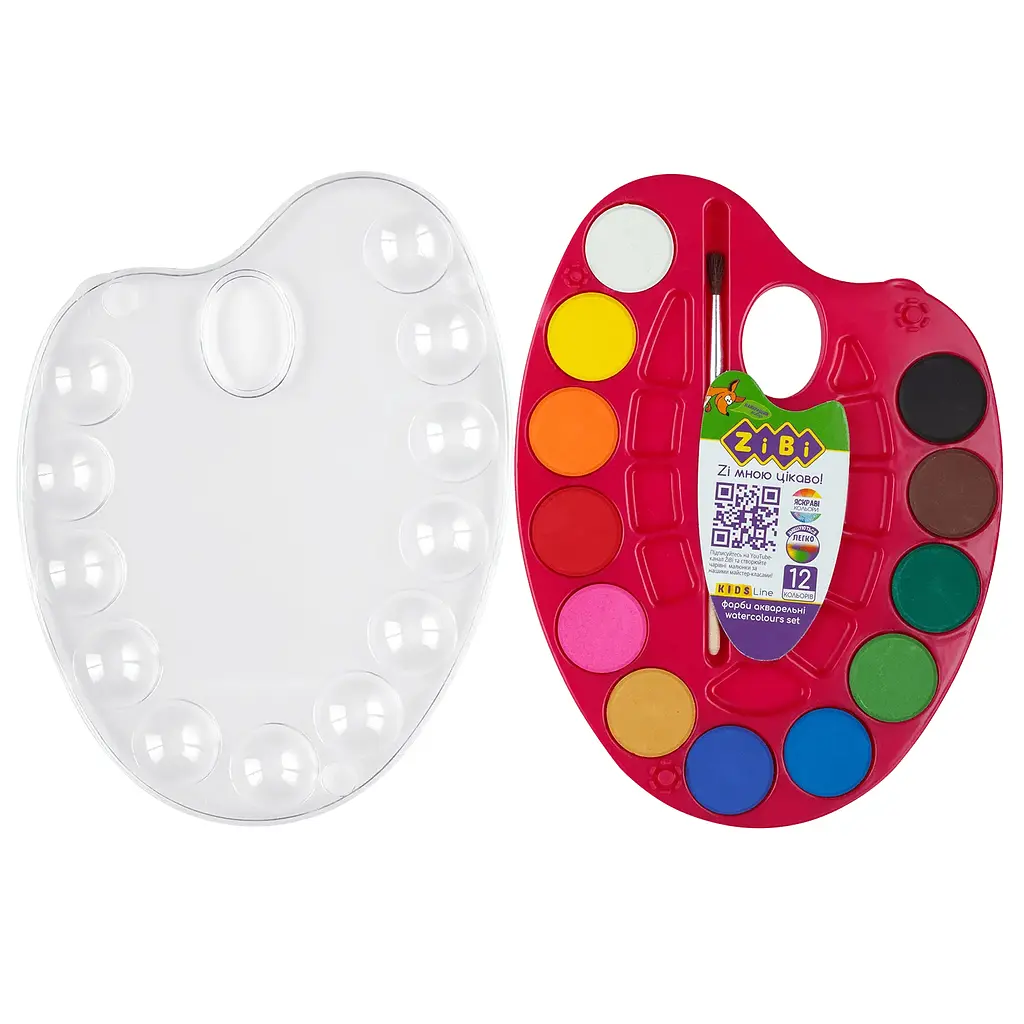 Акварельні фарби на палітрі ZiBi Kids Line 12 кольорів (ZB.6558-10) - фото 2