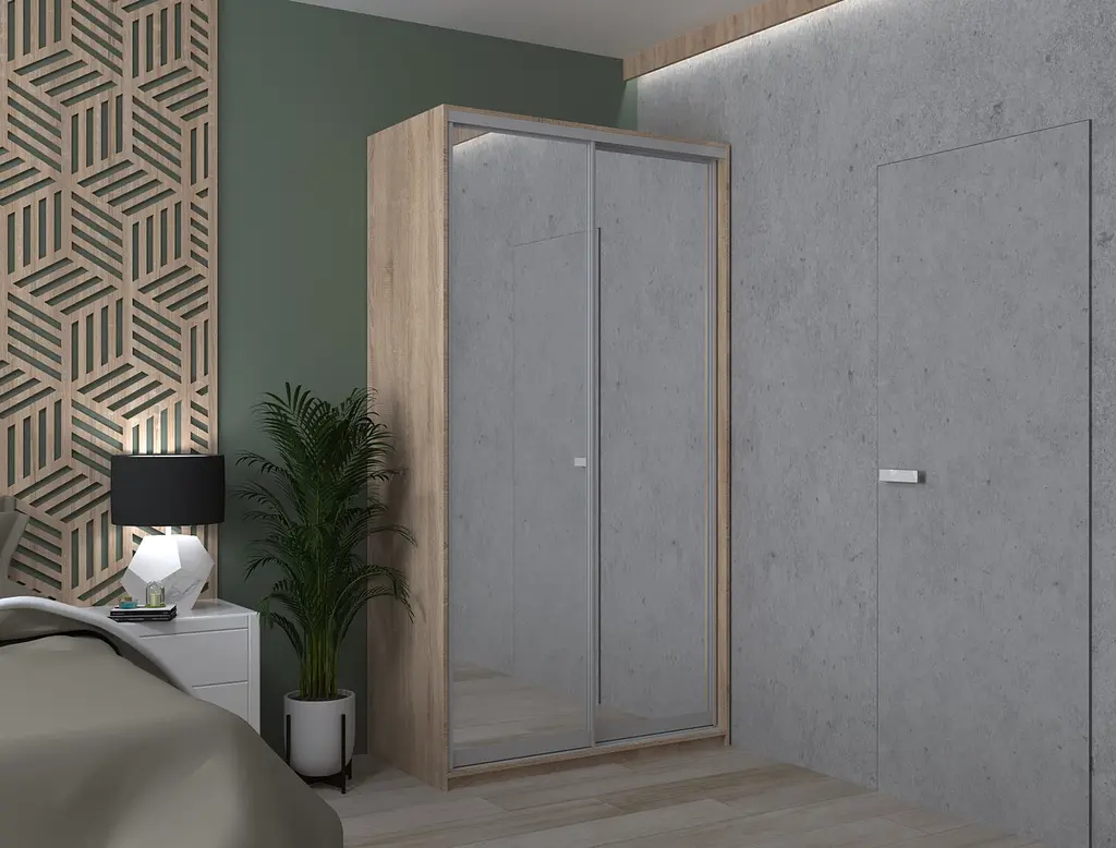 Шафа-купе Doros Сіті Лайт Дуб Cонома 2 Дзеркала 120х45х225 (44900068) - фото 4