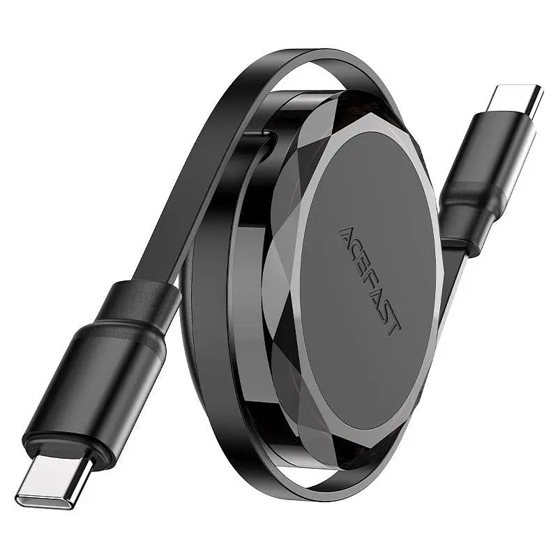 Кабель ACEFAST C13-03 USB-C to USB-C dual retraction charging data cable чорний