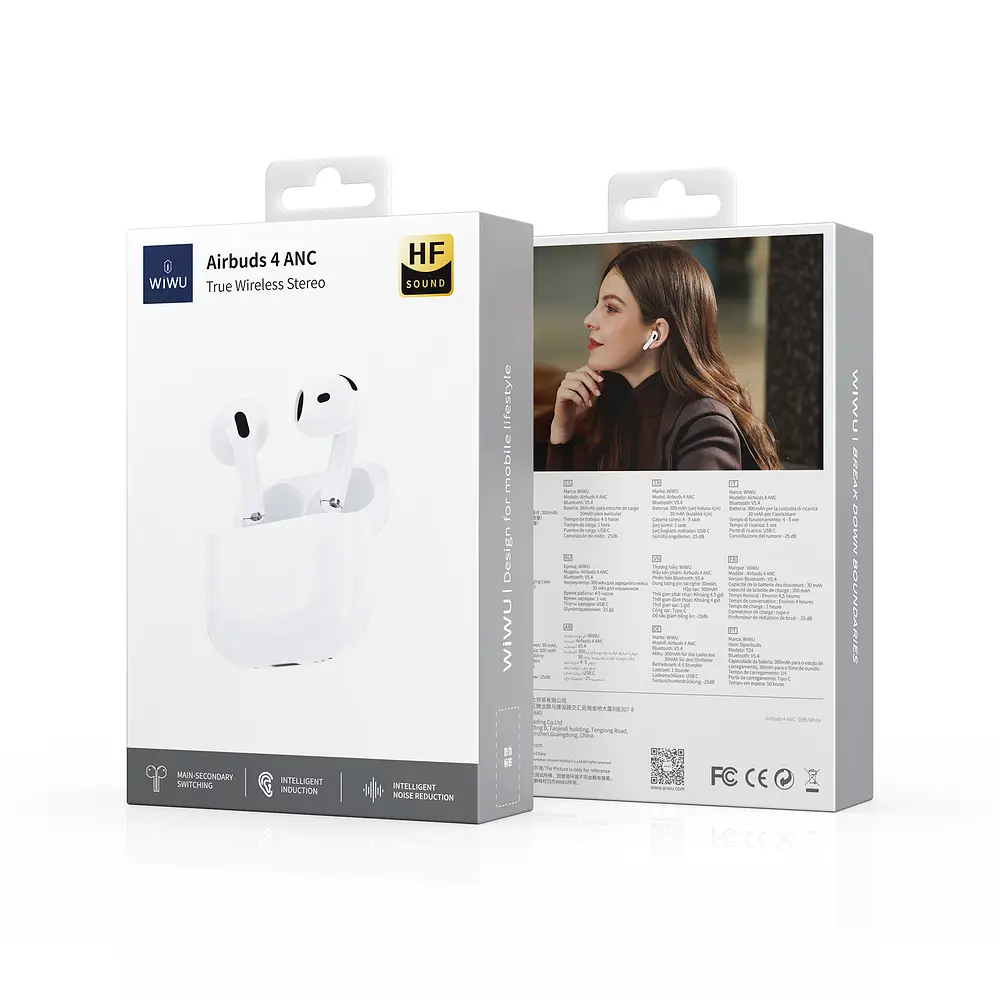 Беспроводные наушники TWS WIWU Airbuds 4, ENC+ANC, White (6976975614389) - фото 2