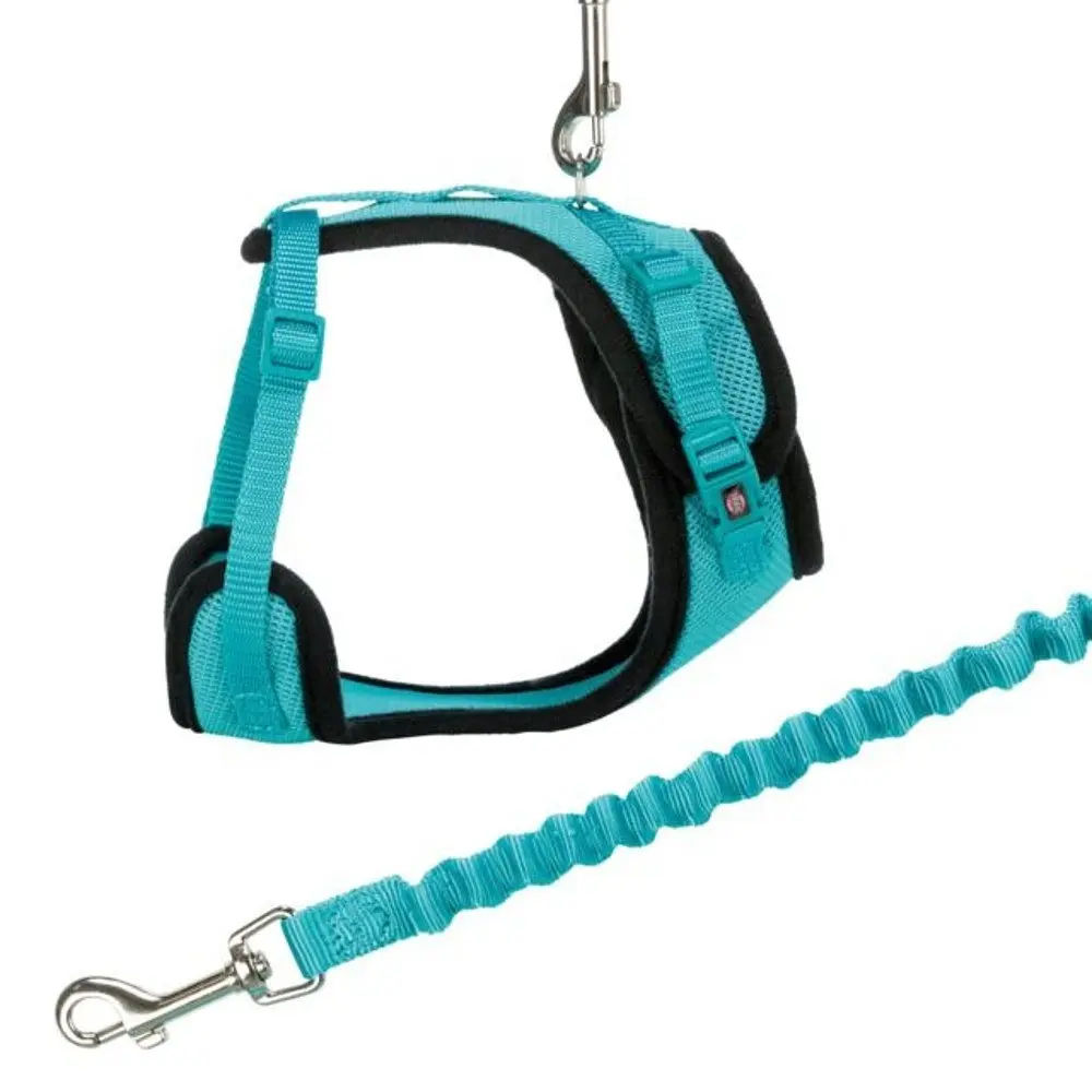 Шлея для котів Trixie Y-harness 39–60 см/10 мм повідець 1 м бірюзова