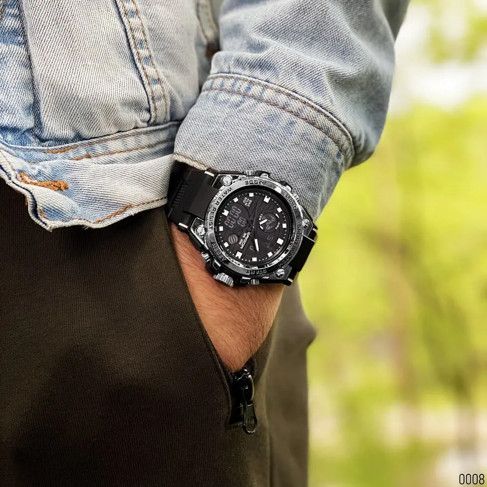 Наручний годинник чоловічий 739 Black-Silver Sanda acs0030962 - фото 10