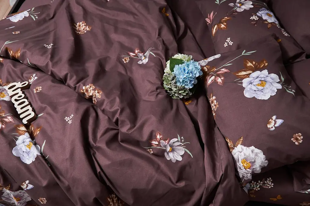 Комплект постельного белья Moon&Star Микросатин Premium Floral Mocha полуторный евро 160х220 наволочки 2х70х70 - фото 6