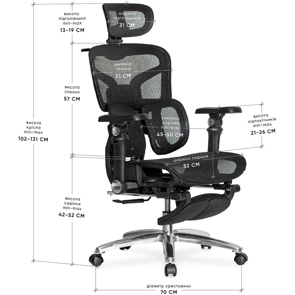 Крісло Mealux S2 Air Plus Black ( HF-S2 M/B) - фото 2