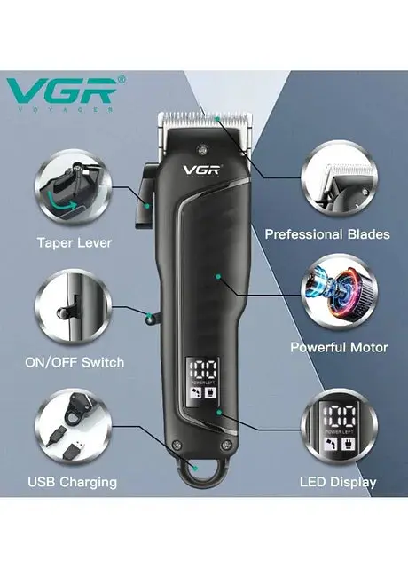 Професійна машинка для стрижки VGR V-683 для волосся та бороди - фото 4