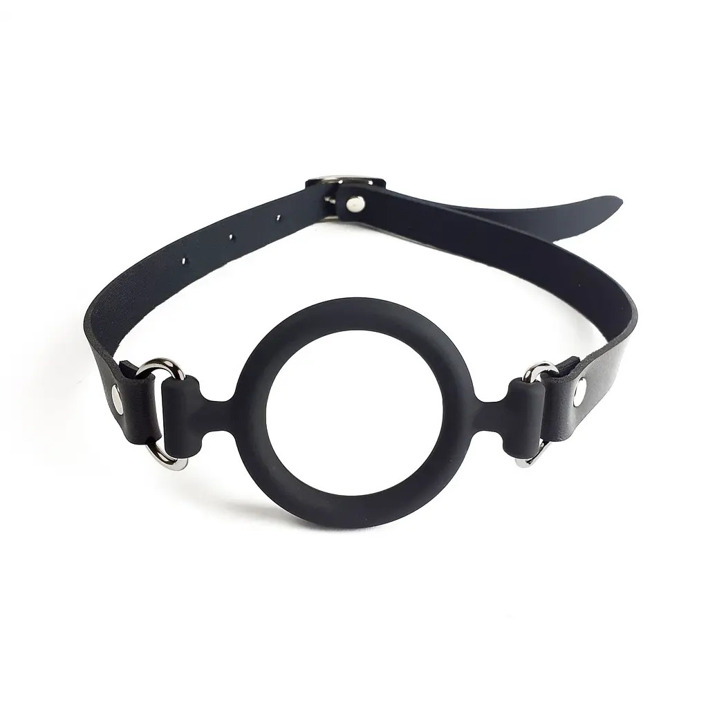 Кляп силіконове кільце натуральна шкіра, Gag Ring внутрішній діаметр кільця 40 мм, Чорний Art of Sex SO6707 95121 - фото 3