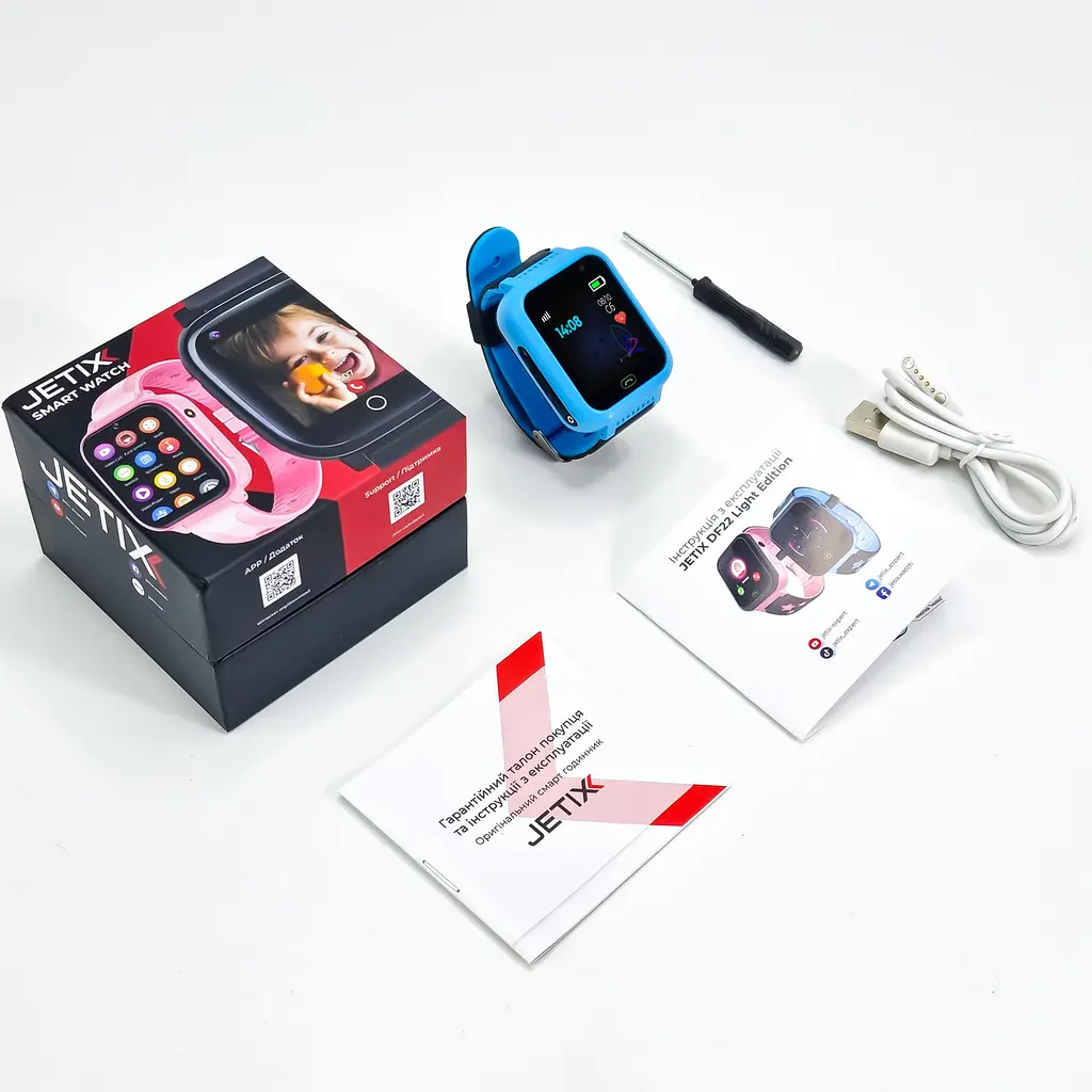 Дитячий водонепроникний смарт-годинник з GPS JETIX DF22 Light Edition оригінальний з телефоном і камерою (Blue) - фото 5