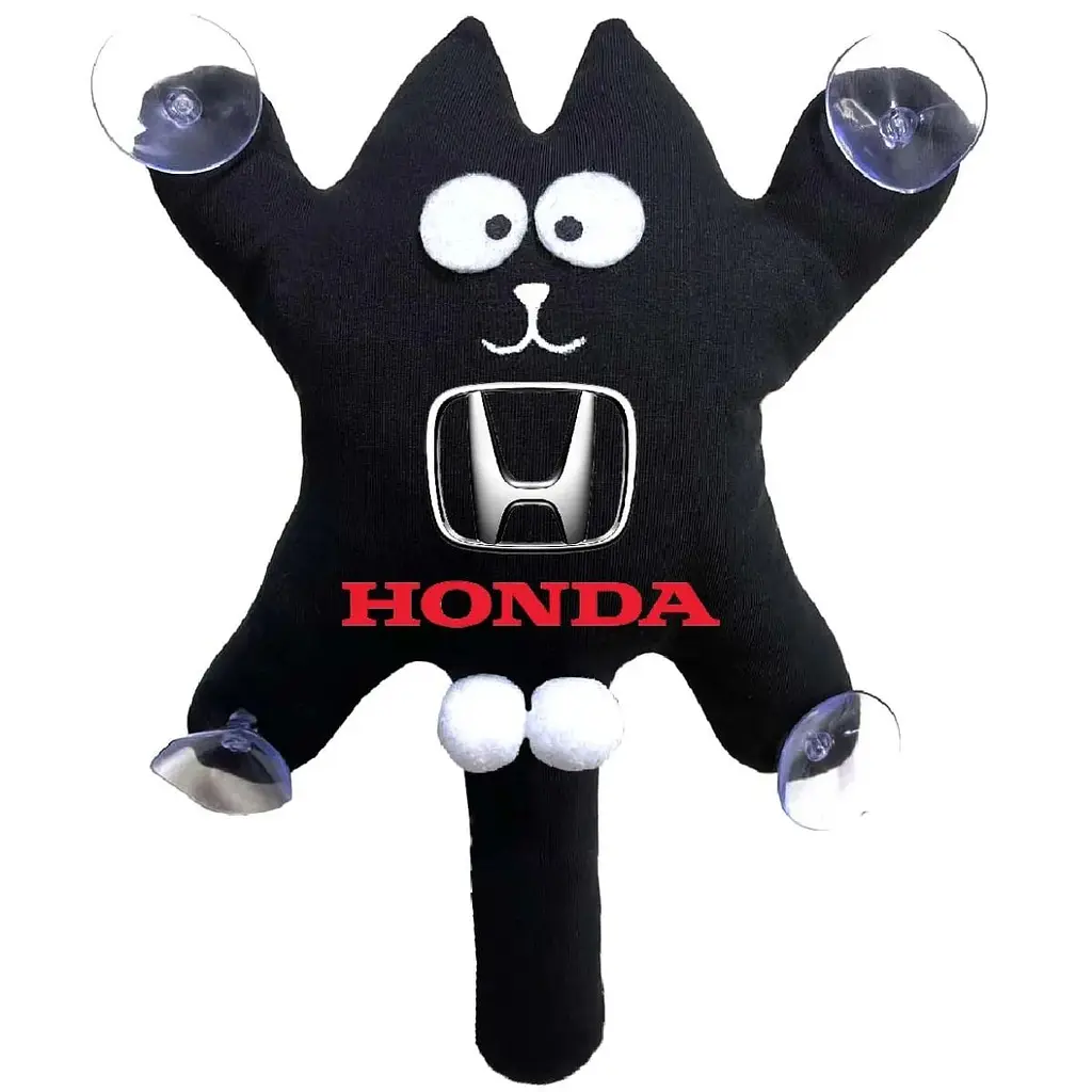 Іграшка на присосці Кіт Саймон XL Honda Жирний Кіт Чорний (Кольоровий логотип 3D)