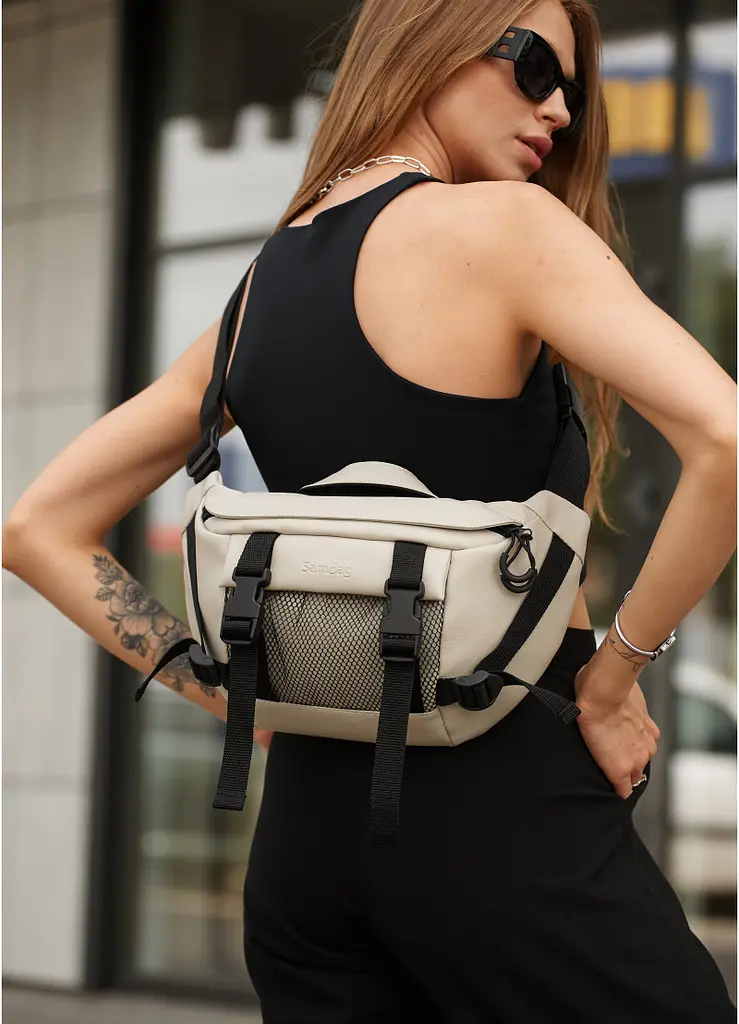 Жіноча сумка бананка Sambag Dynamicdart сіра 38 × 21 × 7 см (80411030) - фото 4