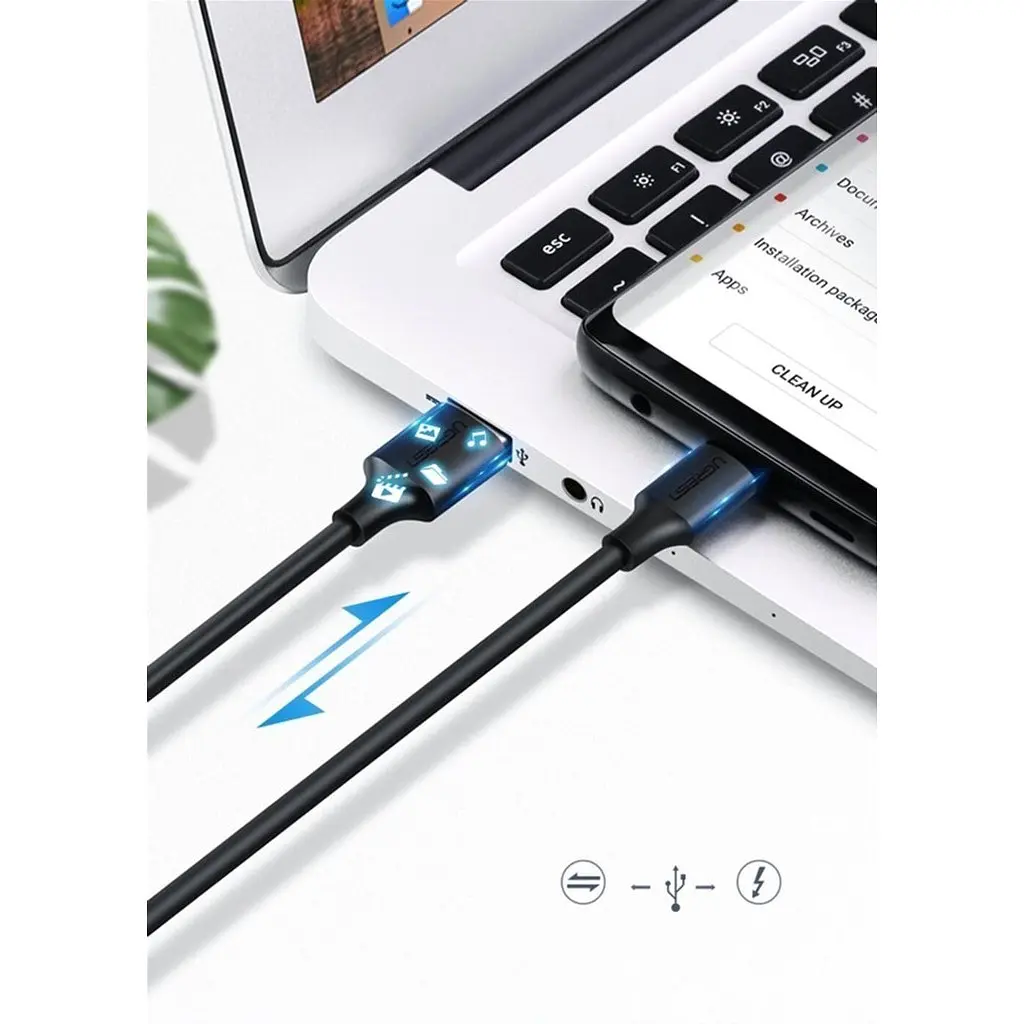 Дата кабель USB 2.0 AM to Type-C 3.0m 3.0A 18W US287 Black Ugreen (60826) - фото 5