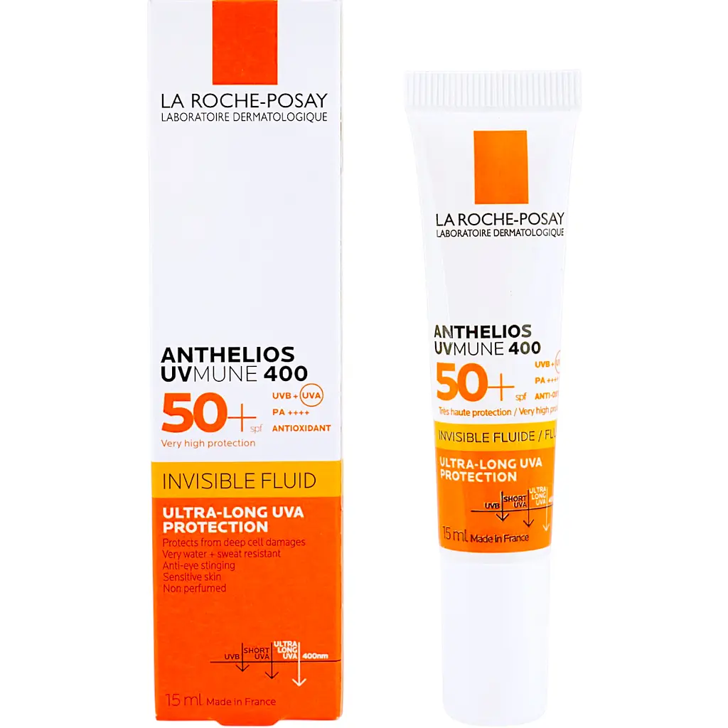 Набір La Roche-Posay: сонцезахисний флюїд захист від UVB і UVA SPF50+ 15 мл + бальзам Cicaplast Baume B5+ для шкіри обличчя та тіла 15 мл + крем-гель Lipikar Syndet АР+ для сухої шкіри 15 мл + косметичка - фото 2