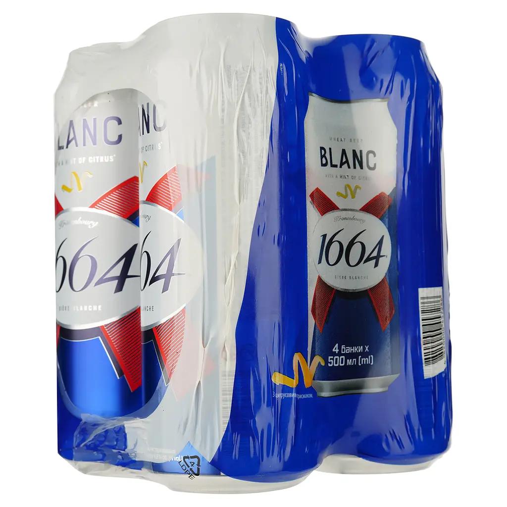Набор пиво светлое Kronenbourg 1664 Blanc специальное пшеничное пастеризованное 4.8% (0.5 л х 4 шт.) - фото 3