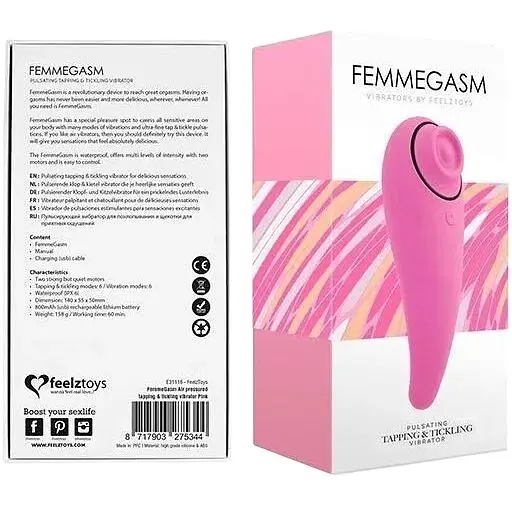 Пульсатор для клітора плюс вібратор FeelzToys FemmeGasm Tapping & Tickling Vibrator Pink - фото 3
