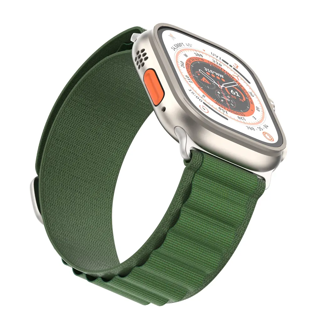 Ремінець для Apple Watch 49/46/45/44/42 (Series 1-3), зелений, Alpine Loop Alpina Band, тканинний поліестеровий ремінець для смарт-годин, дихаючий, для активного відпочинку та спорту, ArmorStandart (ARM64981) - фото 3