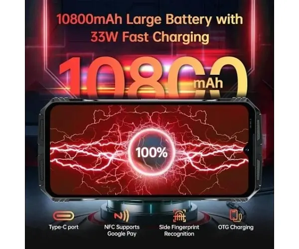 Смартфон защищенный Doogee S118 Pro 8/512Gb с NFC и АКБ 10800 мАч black red (6923740249260) - фото 5