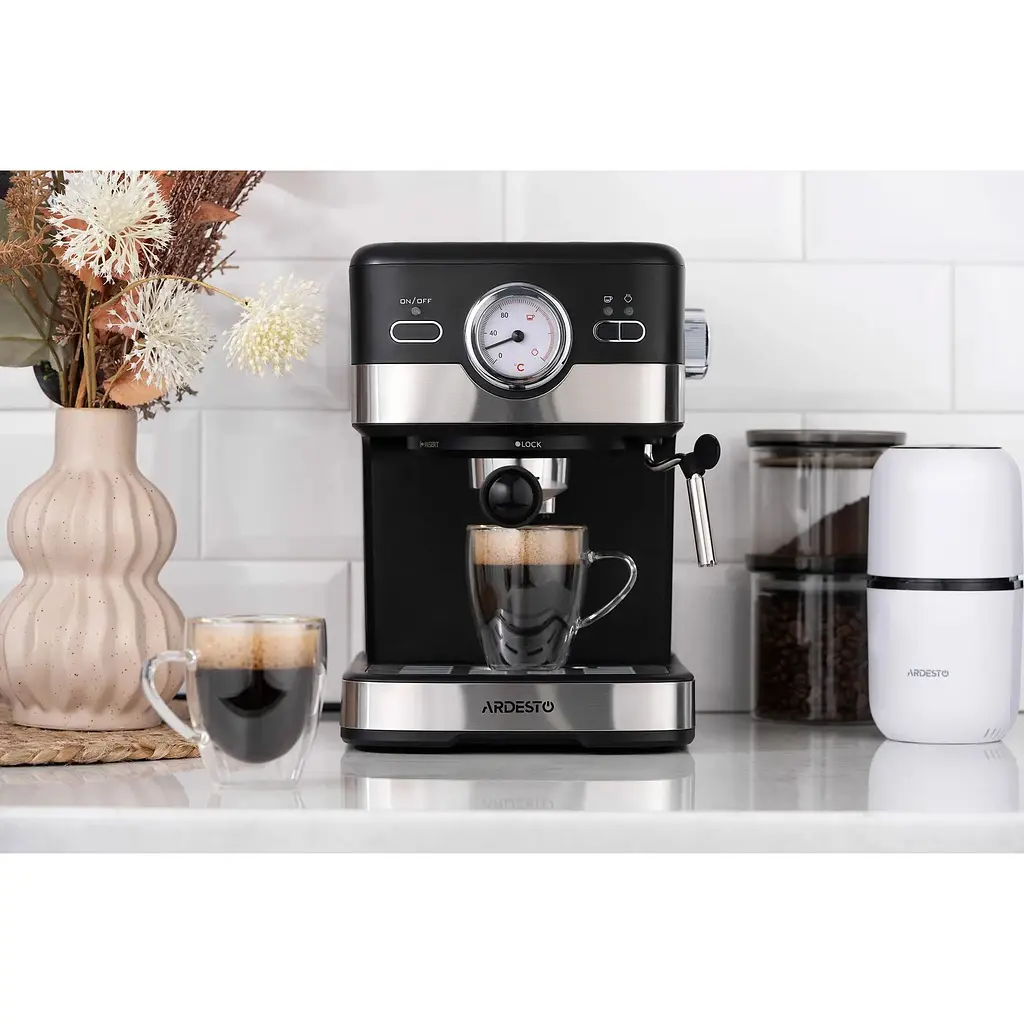 Кавоварка Ardesto рожкова 1.5л мелена чорно-срібляста - фото 2