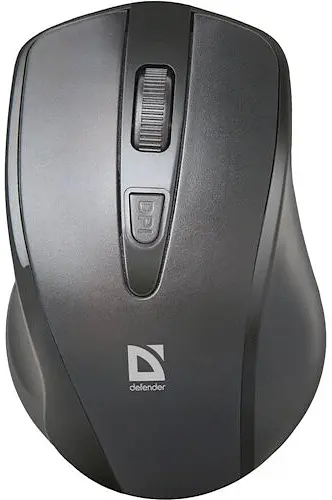 Миша бездротова Defender Datum MM-265, чорний, USB, оптична, 800/1200/1600 dpi, 4 кнопки, 2xAAA, мініатюрний наноприймач