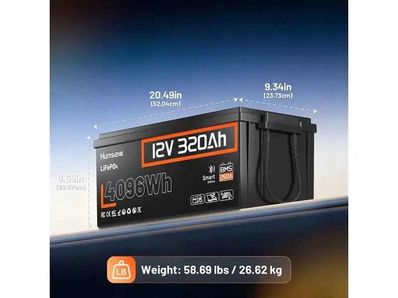 Акумулятор для ДБЖ/інвертора Humsienk LiFePO4 12V 320Ah Bluetooth (HS12V320AH250BT) - фото 5