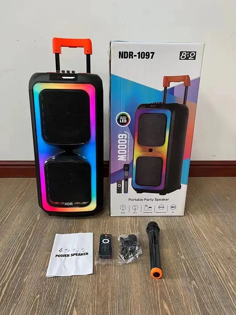 Вулична колонка на коліщатках XPRO NDR-1097 Bluetooth 8 дюймів 6000 Вт чорна (41190-NDR-1097_3911) - фото 5