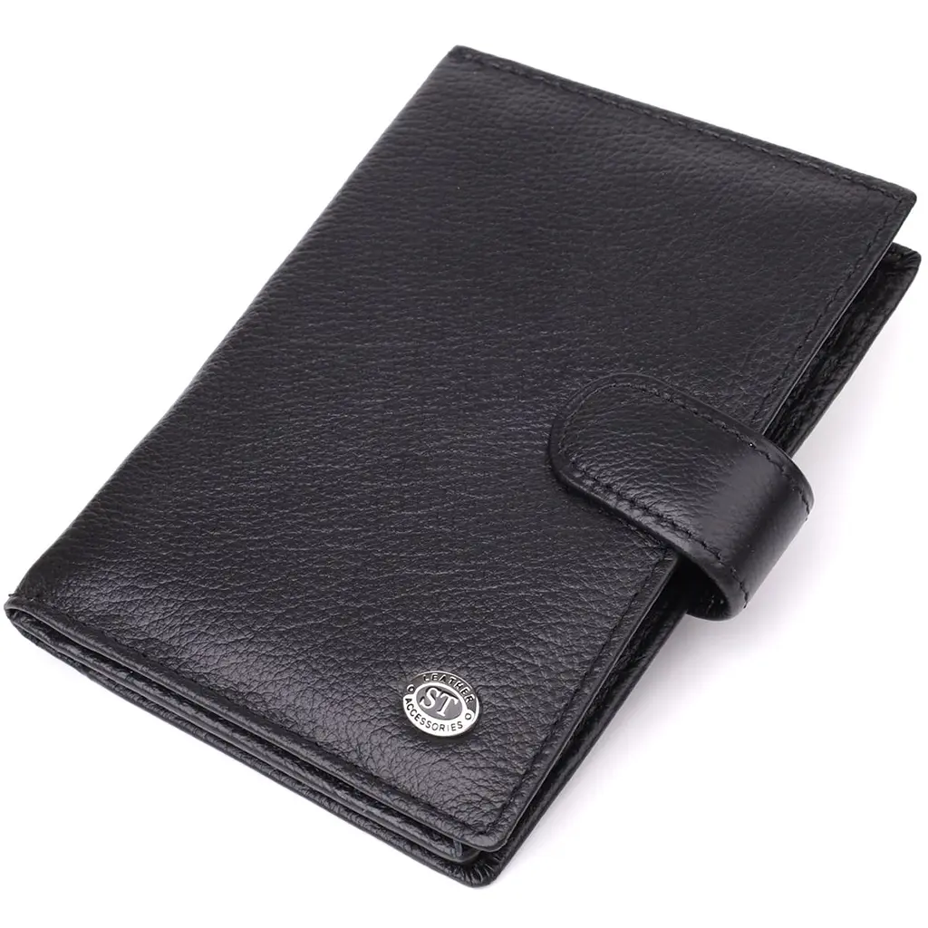 Містка обкладинка на документи унісекс з натуральної шкіри ST Leather 23116 чорна - фото 11