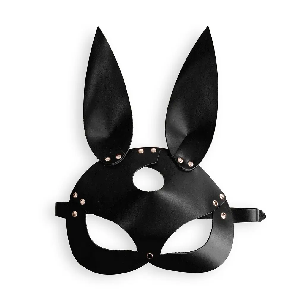 Шкіряна маска Зайчика Art of Sex - Bunny mask, колір Чорний - фото 3