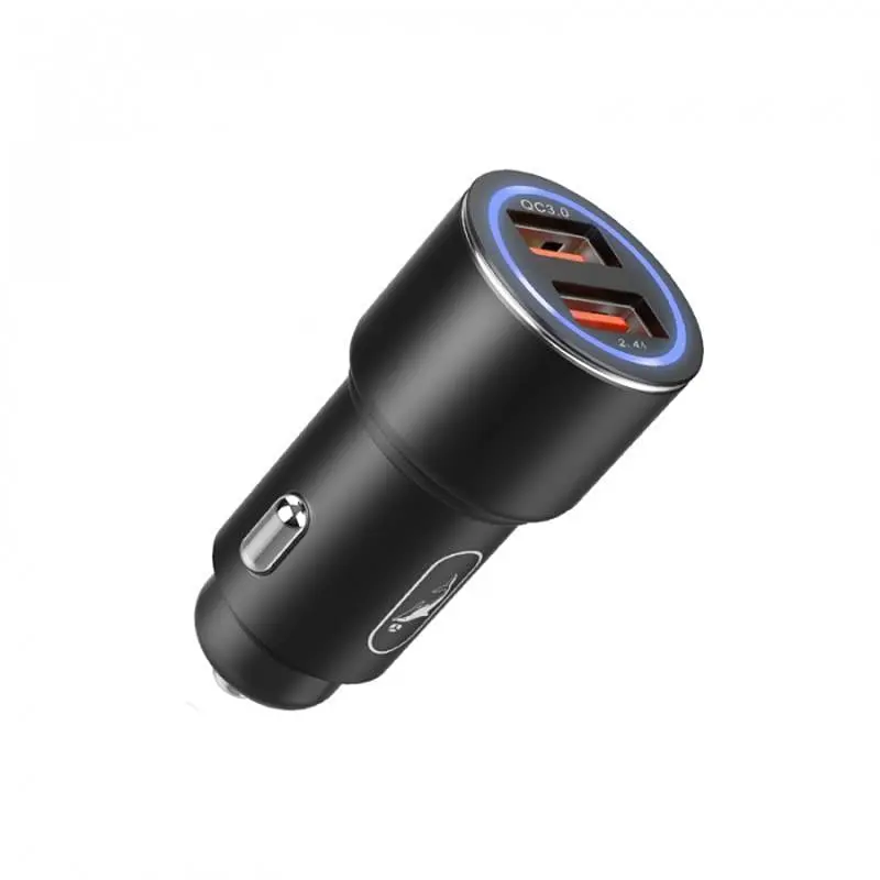 Автомобільний зарядний пристрій SkyDolphin SZ15 Aluminium QC3.0 (2USB, 2.4A) Чорний (AZP-000087)